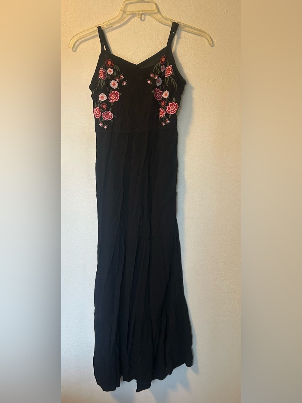 Kelly Renee Black Floral Embroidered Boho Maxi Dress - Size S/P